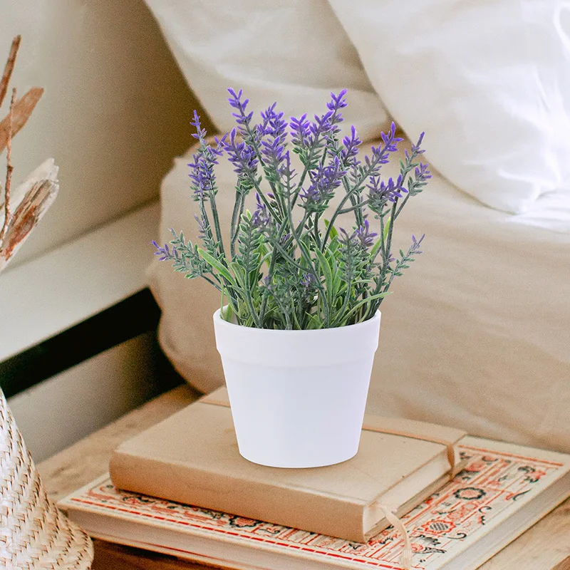 1 Шт. Искусственный Лавандовый Горшок 14 См Реалистичное Украшение Для Офисного