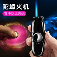 blue flame butane inflatable lighter fidget spinner finger games men gifts outdoor survival windproof cigarette lighter