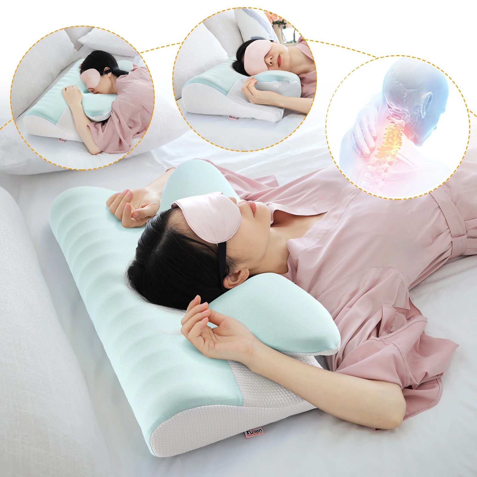 Memory Foam Bedding Pillow Orthopedic Neck Pain Pillow Slow Rebound Butterfly Shaped Pillow Health Cervical Relax Neck for Adult