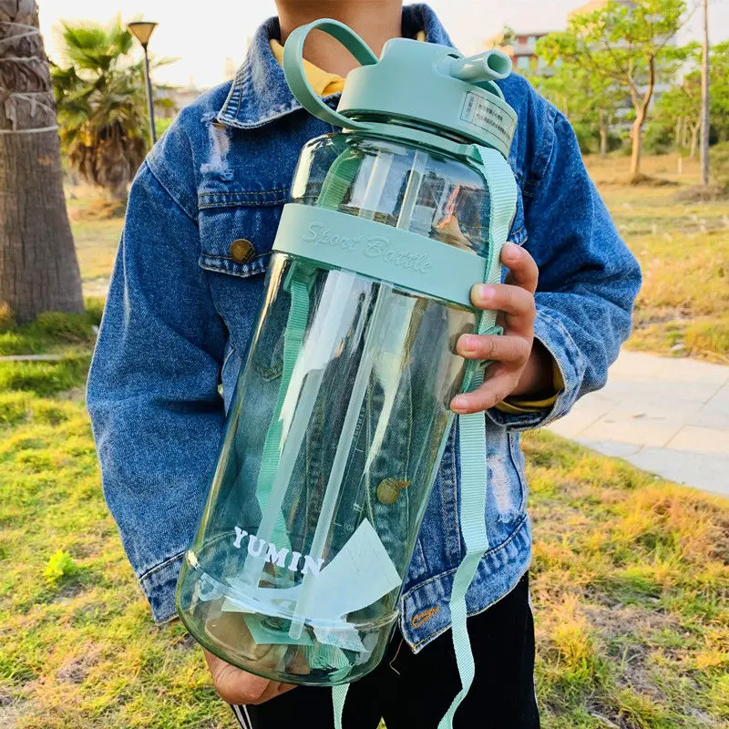

Water Bottle Large Capacity 1L2L 3L Super Large Straw Cup Portable Dinkware Plastic Space Cup Drink Bottle Outdoor Sports Kettle