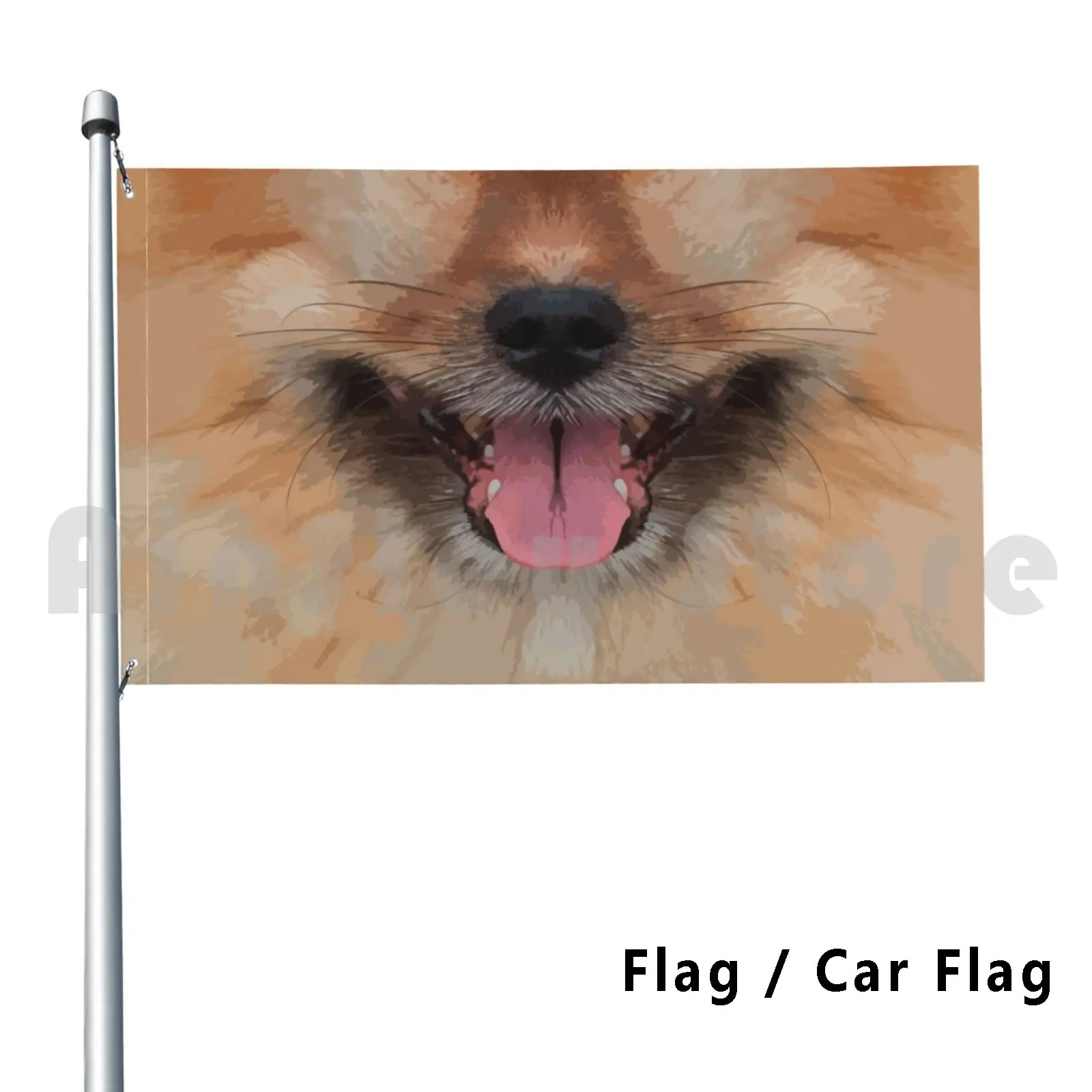 

Pomeranian Face Flag Car Flag Printing Custom Pomeranian Dog Smile Smiling Face Lips Animal Nature Funny Pet Hairy