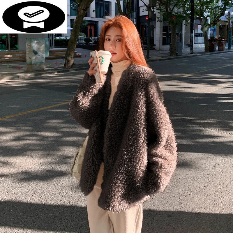 

Casual Autumn 100% Winter Real Wool Coat Female 2023 Korean Fashion Sheep Shearing Cardigan Women Abrigo Mujer Gxy1221