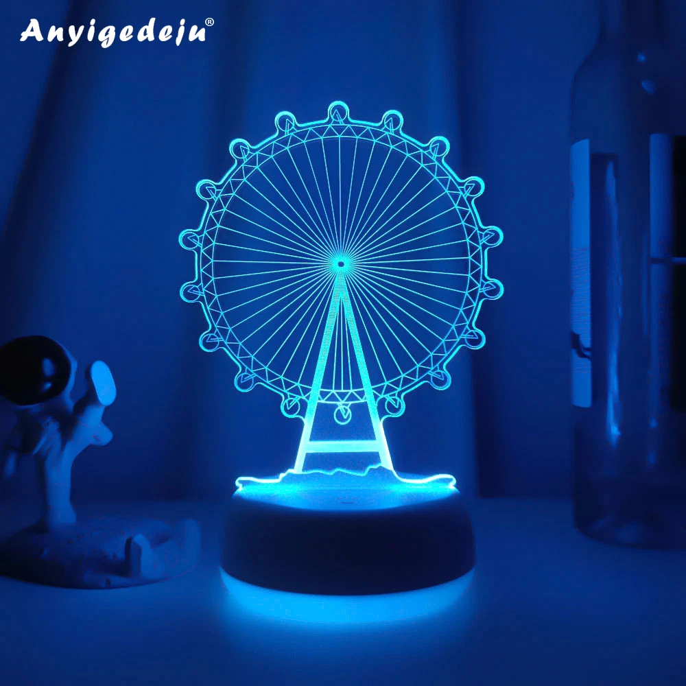 

Newest Kid Light Night 3D LED Night Light Creative Table Bedside Lamp Romantic Ferris wheel light Kids Gril Home Decoration Gift