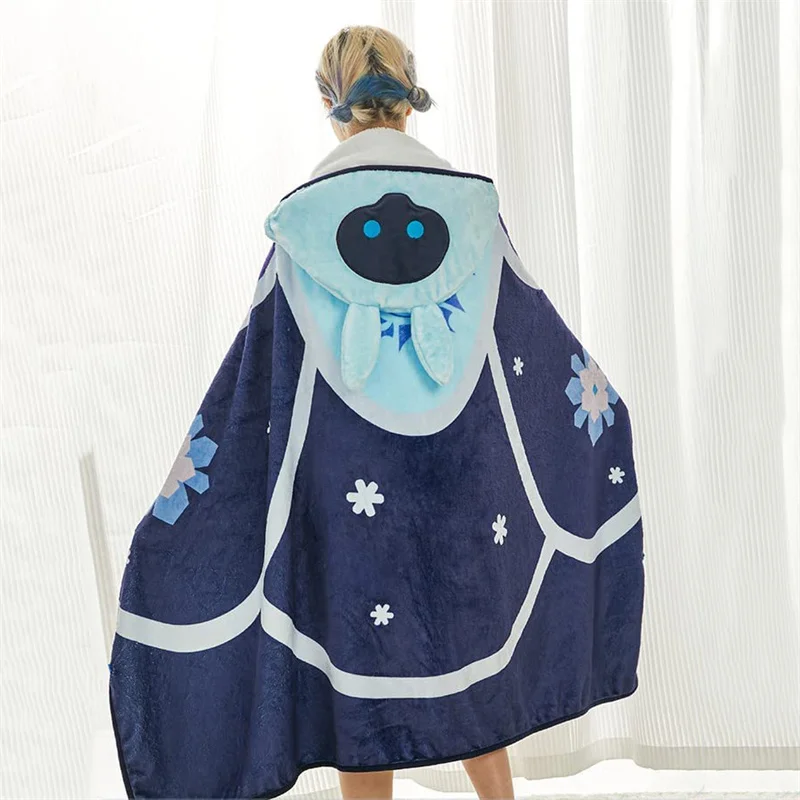 

Genshin Impact Cryo Abyss Mage Cospaly Cloak Costume Hoodie Easy Wear Cape Warm Coat Flannel Blanket for Kids Fan Christmas Gift