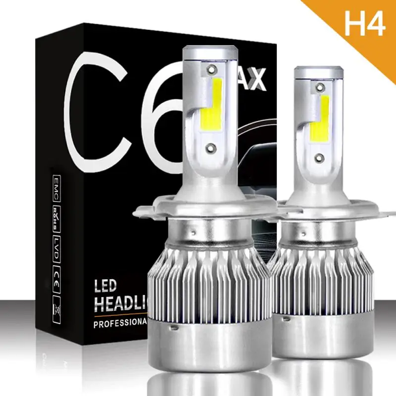 

2pcs LED H4 Car Headlight Bulbs Kit COB Hi/Lo Turbo Light Bulbs 6000K 3800LM 36W Auto Headlamps Car Lights