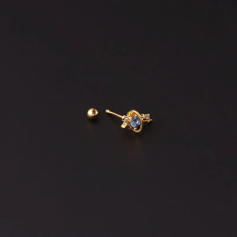 1PC Насадка из нержавеющей стали в форме звезды Луны с кристаллами циркония в корзинке, сердечные серьги для хряща, маленький штукатурка, винтовое прокол с секьюрным креплением, сексуальные украшения.