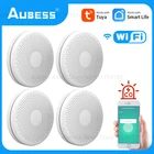 Датчик угарного газа Aubess, Wi-Fi детектор дыма, противопожарная сигнализация, защита дома через приложение Tuya Smart Life