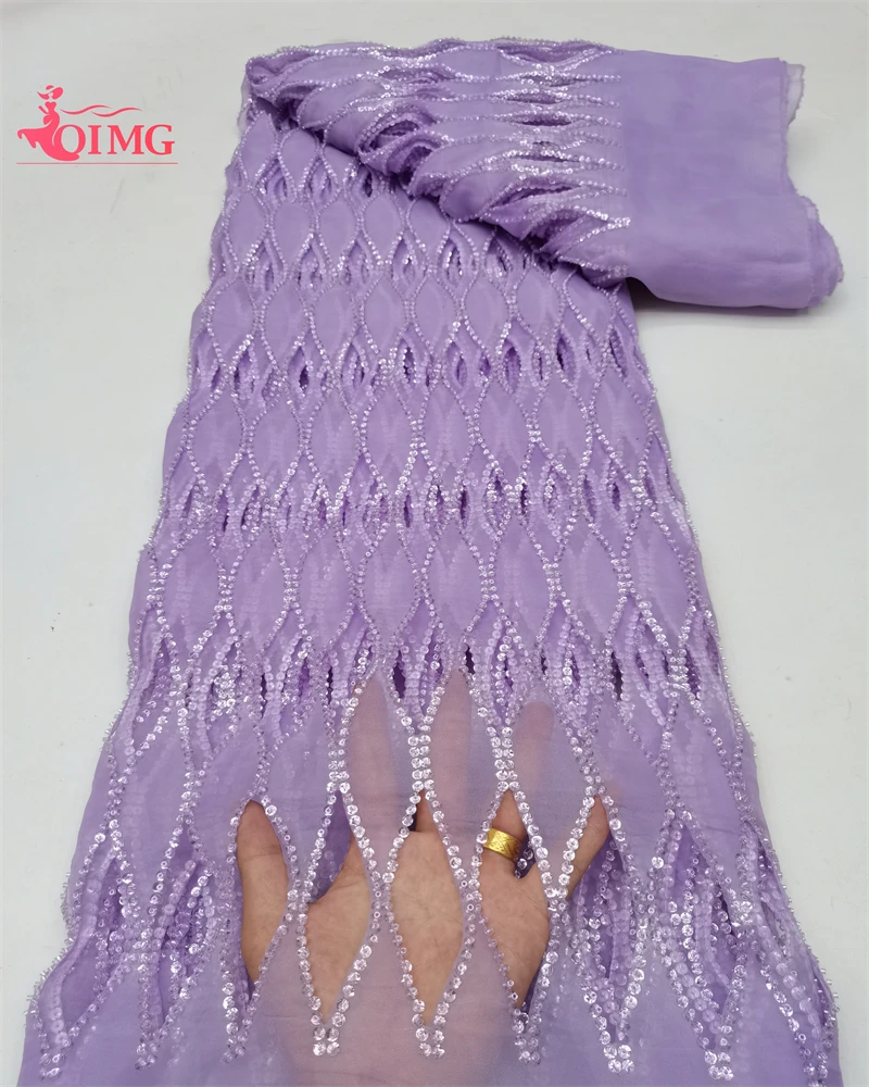 

OIMG 2023 Latest Luxurious Sequence Lace Fabrics Nigeria Lace Embroidery Mesh Lace Fabric Wedding Lace Fabric 5 Yards TC0551
