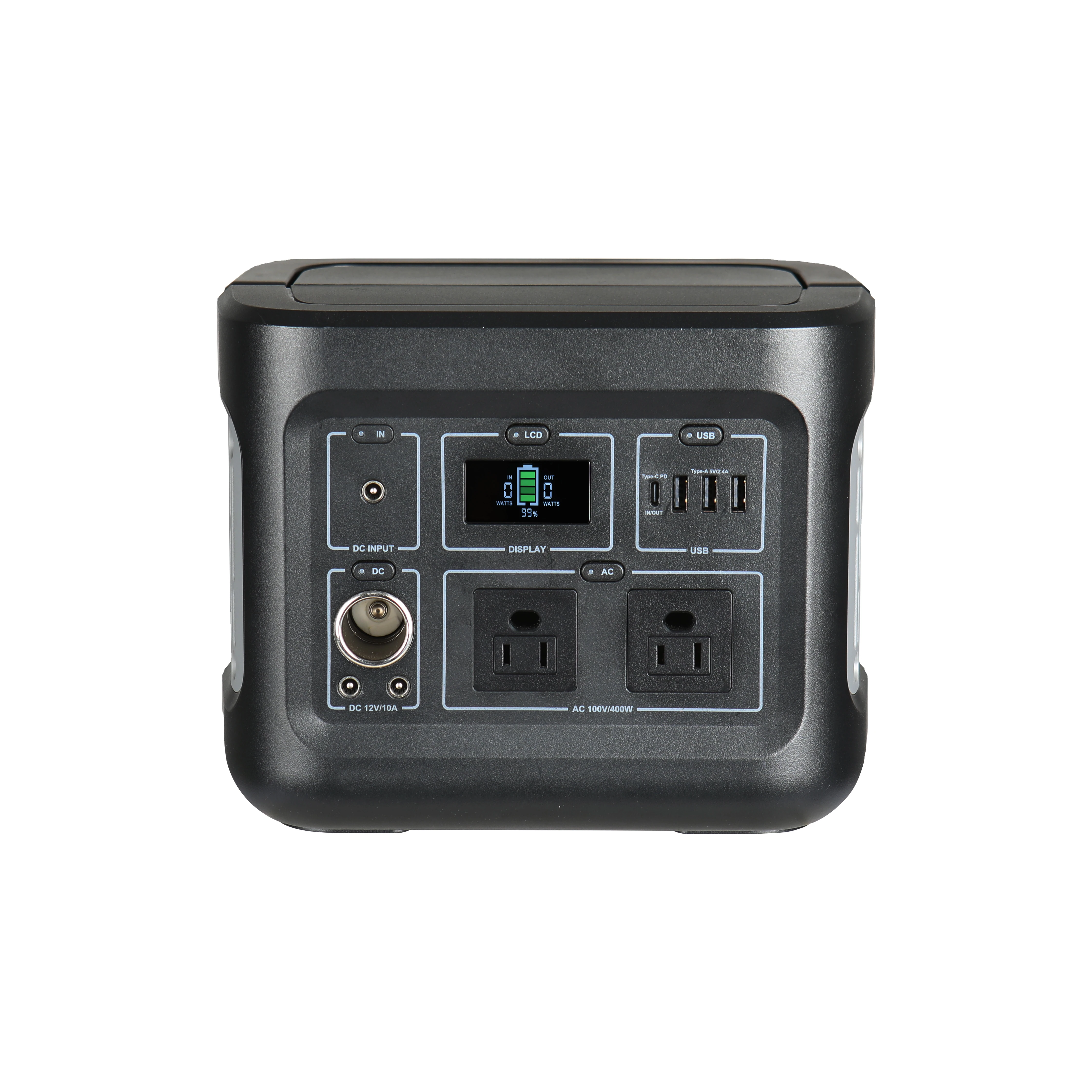 

ЖК-дисплей в режиме реального времени, электростанция мощностью 400 Вт, Внешнее зарядное устройство с солнечной панелью для экстренного внутреннего и наружного источника питания