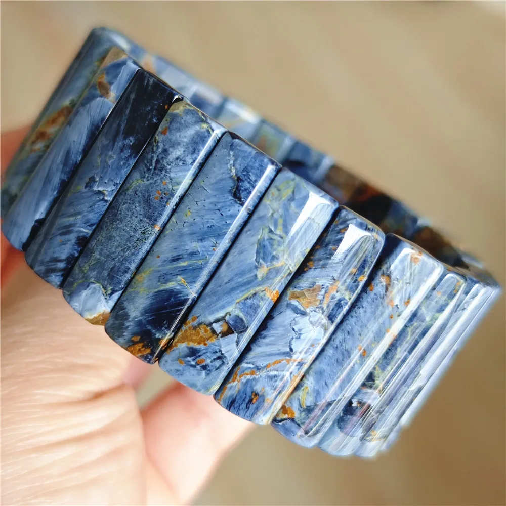 Натуральный синий Питерсит Chatoyant браслет 31x8 мм ювелирные изделия прямоугольник