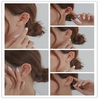 japanese and korean 14k gold color preserving earrings zircon earbone clip simple earrings double hole earrings c shaped