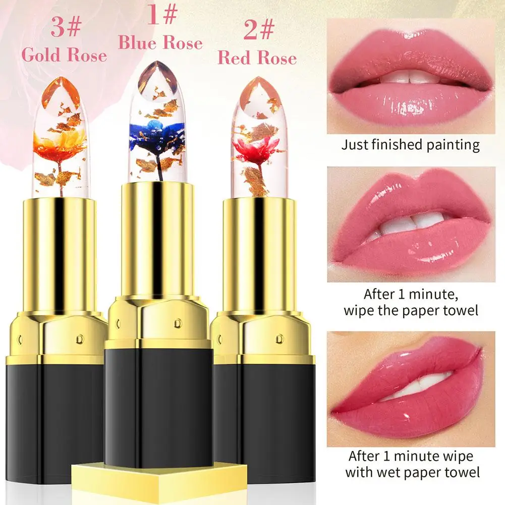 

Flower Color Changing Lipstick Moisturizing Nutritious Lip Color Crystal Lasting Waterproof Cosmetics Translucent Gloss Y0D8