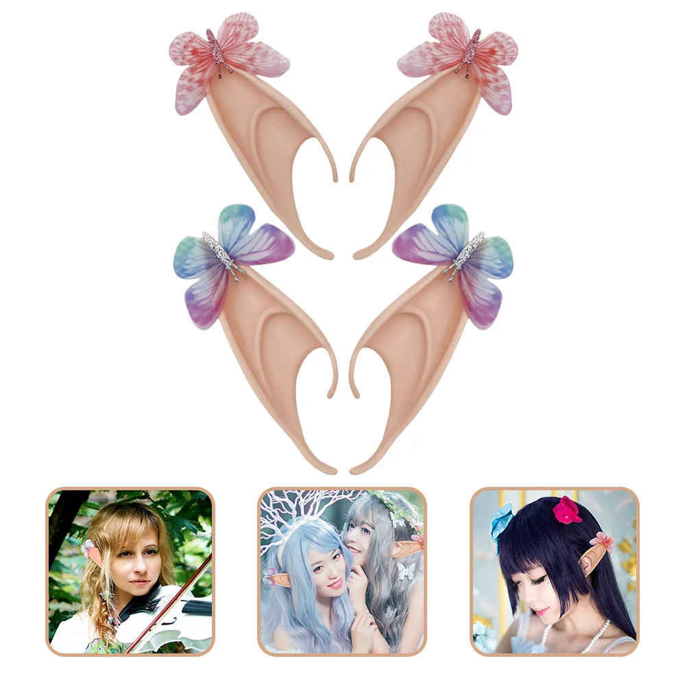 

2 Pairs Party Dressing Props Butterflies Ears Women's Costume Accessories