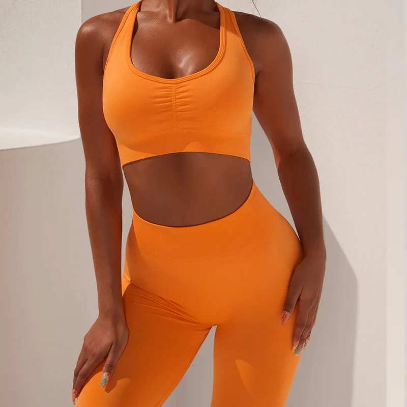 

Seamless Tracksuit Women Two Piece Beauty Back Sports Bra Fitness Clothing Women Yoga Set High Waist Hip Lift Leggings Women