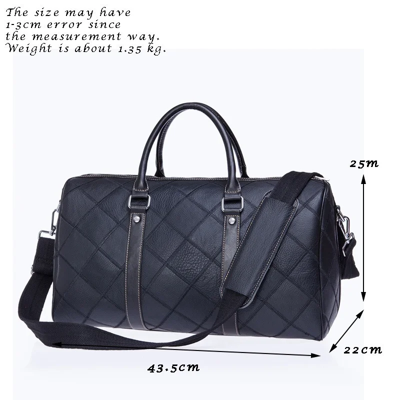Men's Hand Travel Bag Manufacturers Genuine Leather Top Layer Cowhide Plaid Retro Men's Bag Shoulder Luggage Bag Wholesale