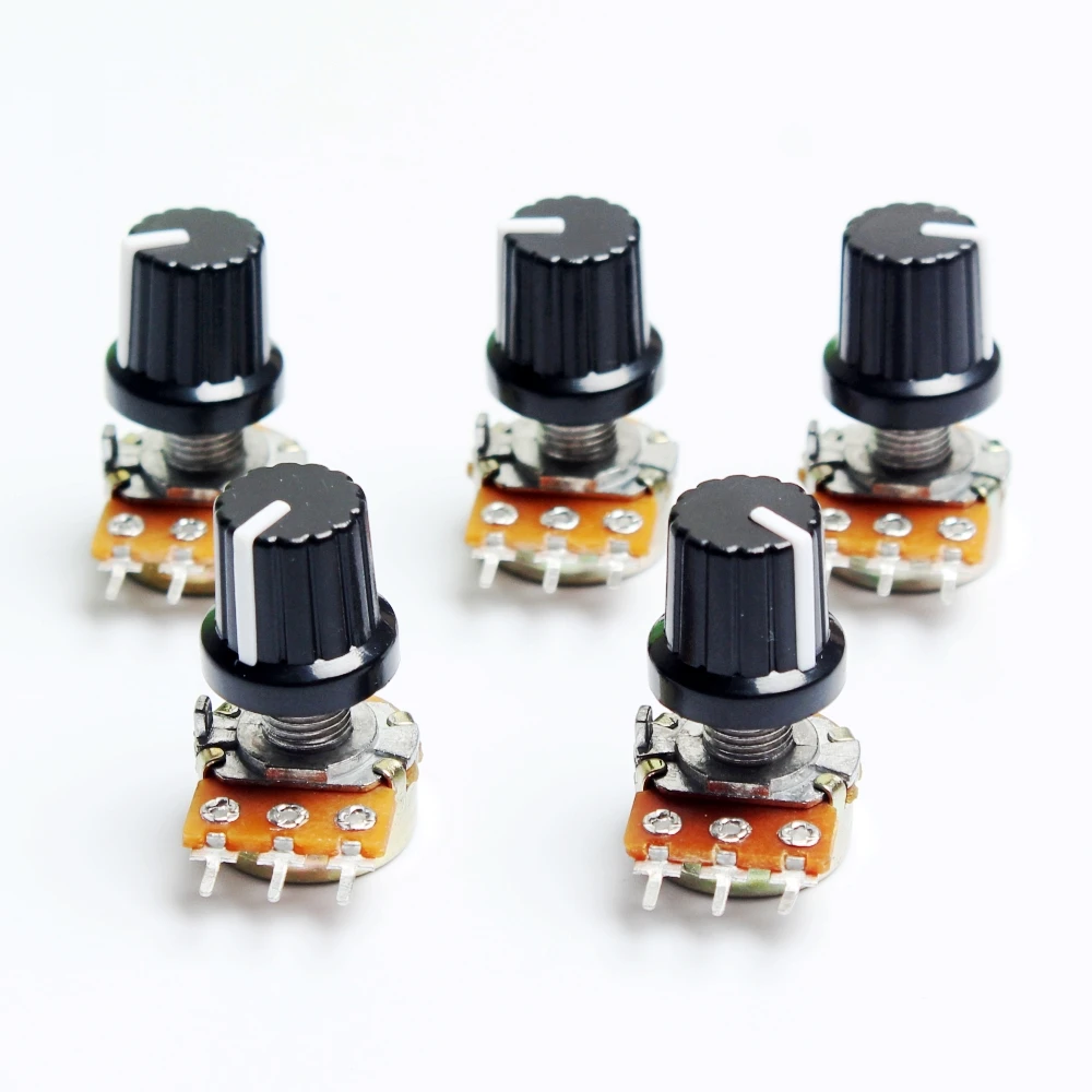 5pcs 10K 1K 100K 5K 50K OHM 3 Terminal Linear Taper Rotary ...