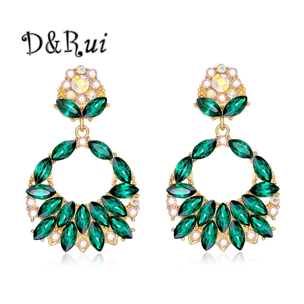 

Bridal Earrings Fashion Shiny Pink Rhinestone Jewelry Big Earring Luxury Design Wedding Party Crystal Round Earrings for Women