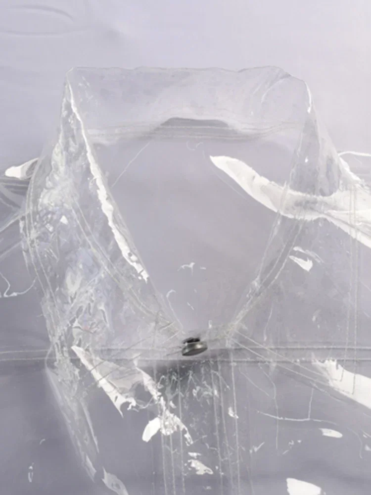 Мужская прозрачная куртка из ПВХ шикарная с длинным рукавом футболка ТПУ