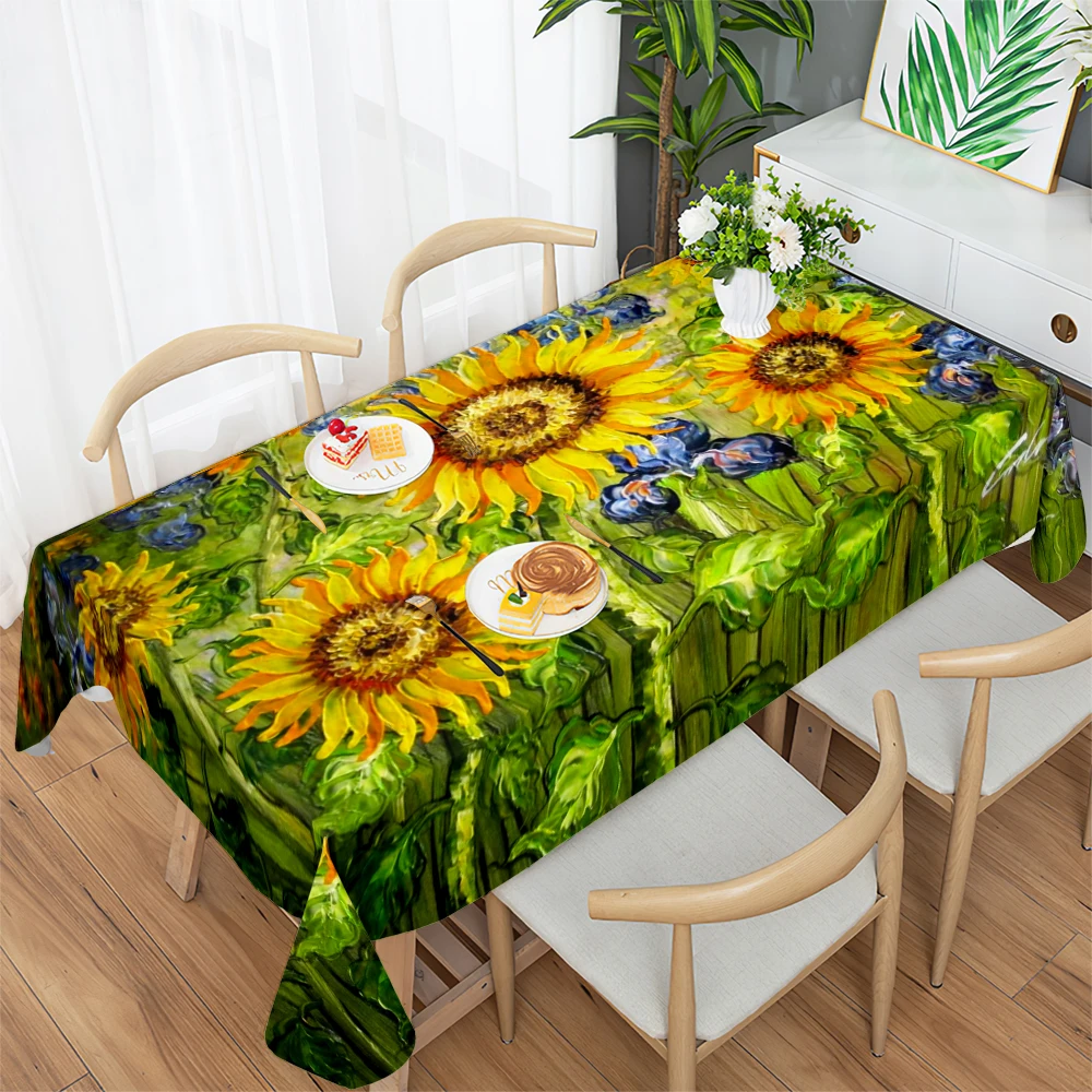 

Sunflower Oil Painting Print Tablecloth Wedding Decoration Birthday Party Dining Table Coffee Table Tablecloth Nappe De Table