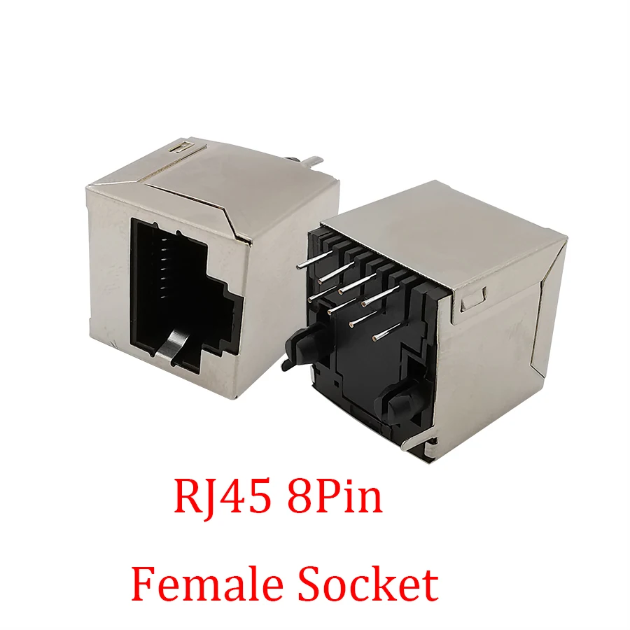 

Metal RJ45 Socket 8P8C Ethernet Cable Interface RJ45 8Pin Female Jack PCB Board Shielded Crystal Head Network Port LAN Adapter