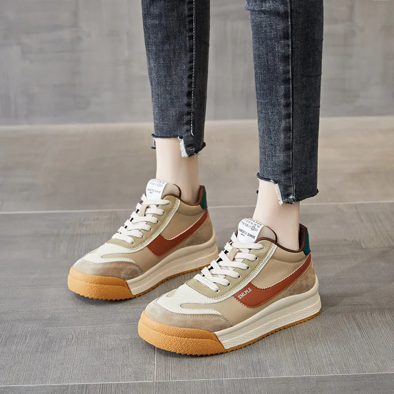 

2022 Women's Sneaker Platform Fashion Casual Flats Vulcanized Harajuku Run Chunky Spring High Top Womens Shoes Genuine Leather