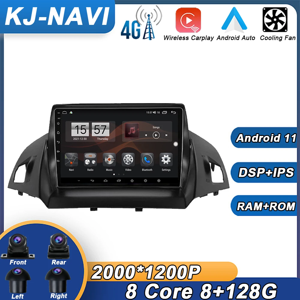 

9 "Android 11 для Ford Kuga Escape 2013-2016 мультимедийная навигация, автомобильный видеоплеер, стерео, GPS, DSP, без DVD