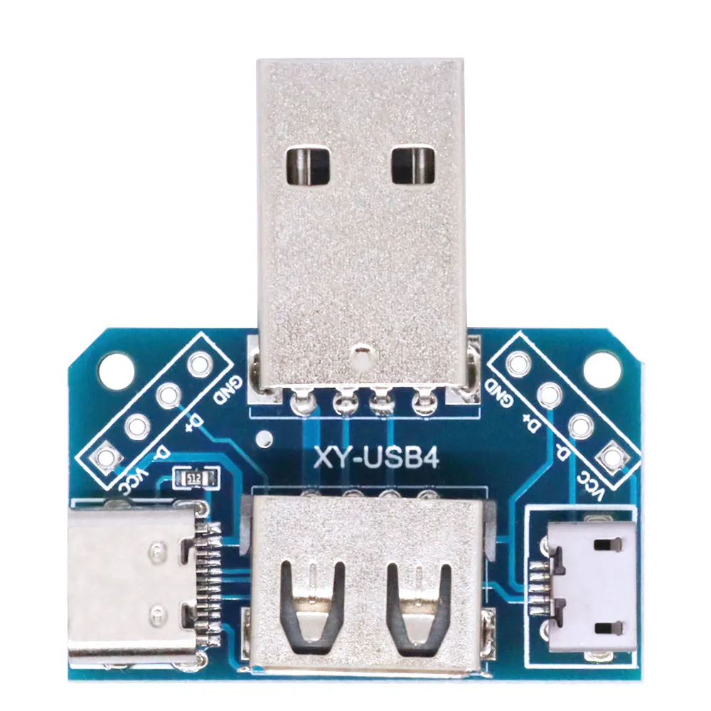 Фото Разъем USB-головки коммутатора с разъемом Type-c Micro USB «мама» 2,54-4P тестовая плата передачи USB-адаптер XY-USB4 №5
