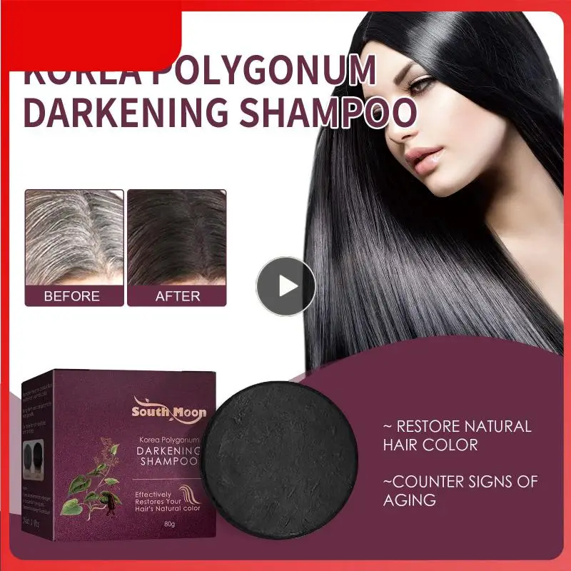 

Polygonum Hair Darkening Shampoo Soap Nourishing Repair Dry Frizzy Damaged Hair Roots Cleansing Anti Hair Loss Dark Hair Care