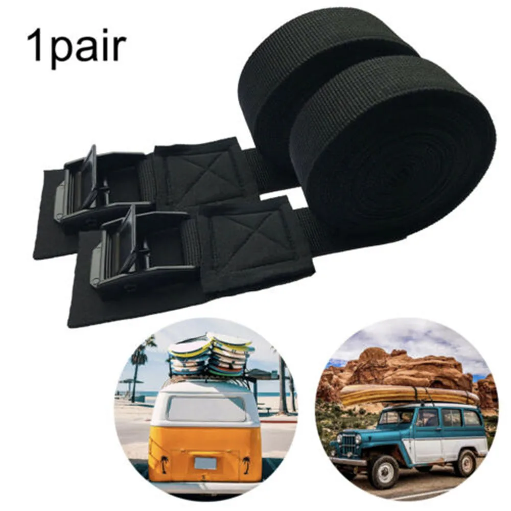 

1Pair 9.8ft Car Roof Rack Luggage Kayak Surfboard Cam Buckle Lashing Tie Down Straps Safety Rally 250 Kg Durable Straps