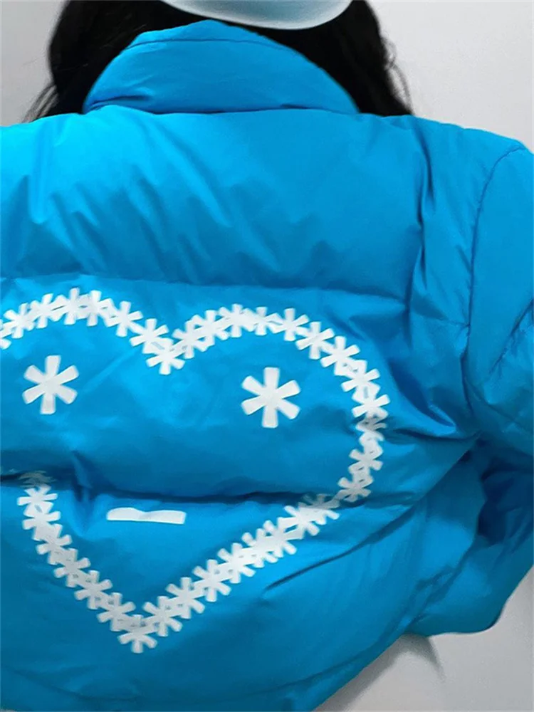 Fashion Letters Print Winter Keep Warm Coats Puffer Jackets For Women 2023 Long Sleeve Pocket Zipper Crop Top Bubble Wholesale