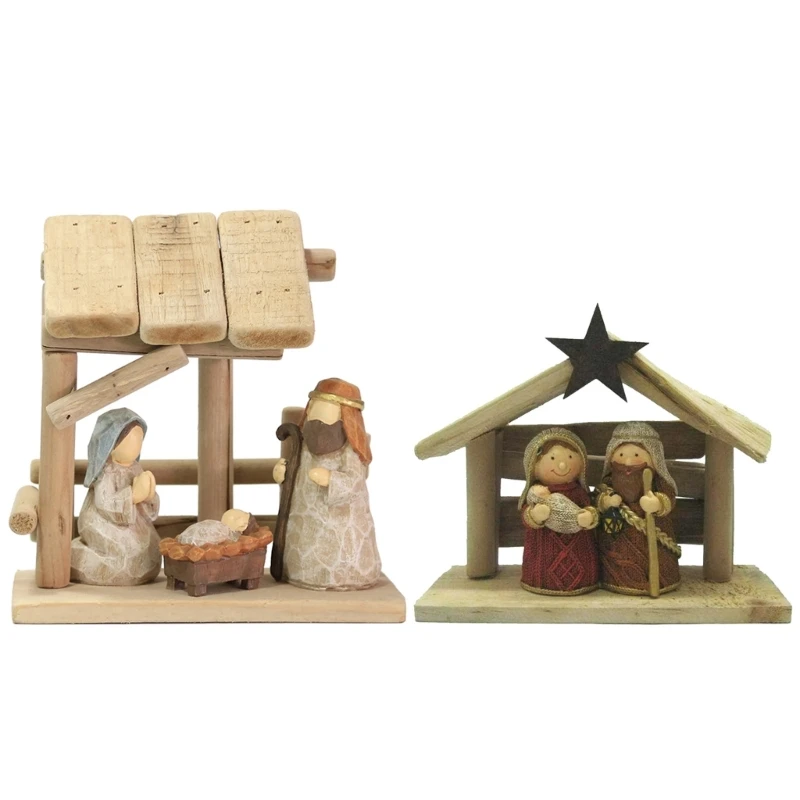 

Christ Nativity Resin Statue House Scene Manger Home Bedroom Room Decor