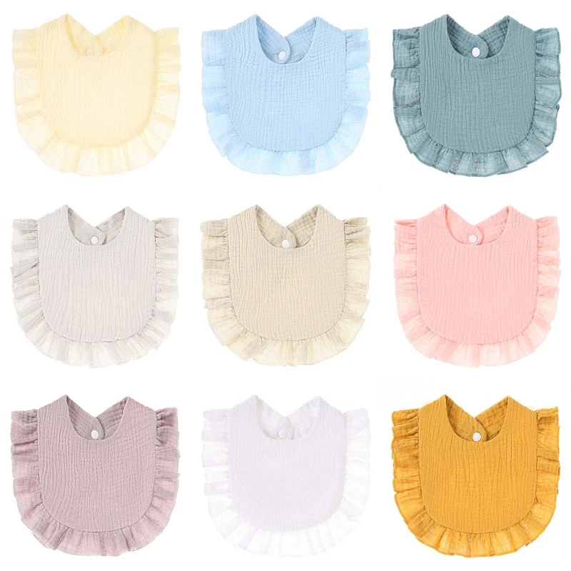 

Baby Feeding Drool Bib Infants Ruffled Lace Saliva Towel Soft Pure Cotton Burp Cloth for Newborn Toddler Shower Gifts
