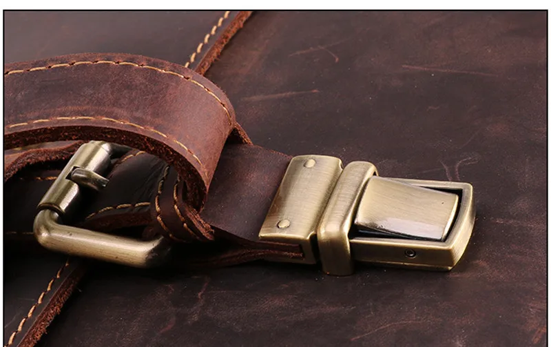 Retro Crazy Horse Leather Men's Daily Work Office Lawyer Business Briefcase 15.6-inch Multifunctional Computer Travel Handbag