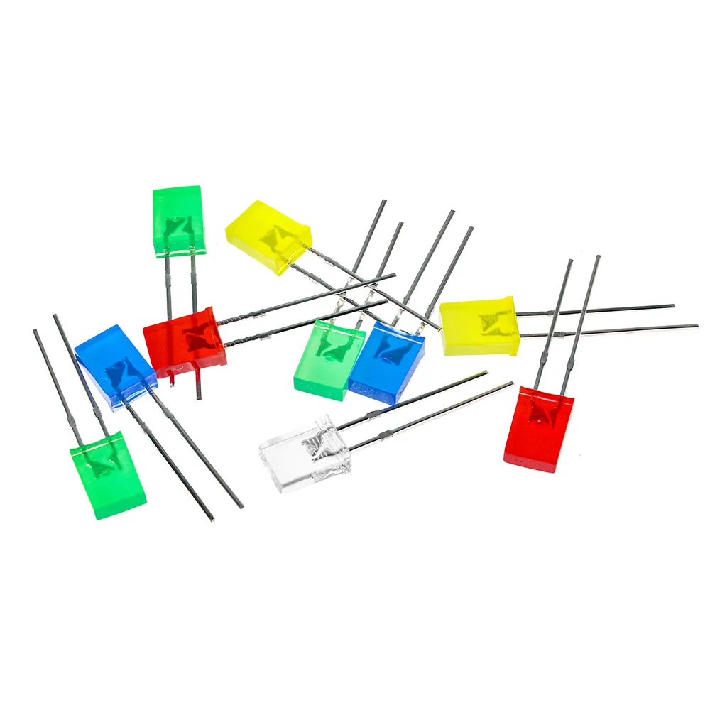 

100PCS 2X5X7 Square LED Kit 257 Light-emitting diode White Yellow Red Green Blue 2*5*7 Electronic DIY Kit