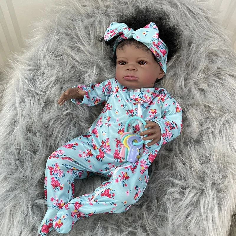 Реалистичная темная кожа для новорожденных 50 см