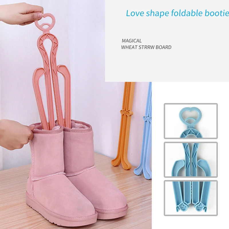 High quality Plastic PP Boot Trees Elastic Shoe Stretcher Tablet For Women Men Prevent Folding Boots High boots Clip Love shape