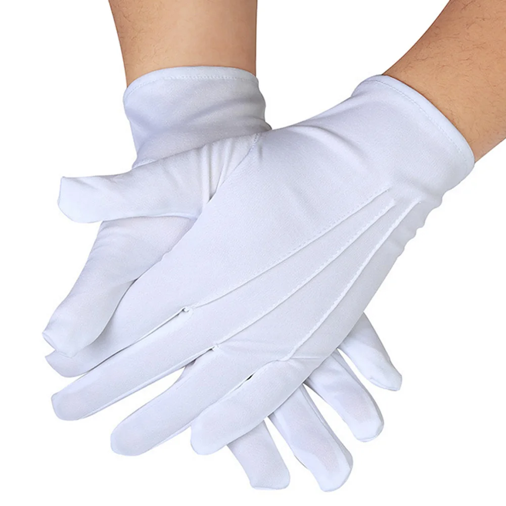 Three-Gluten Gloves Polyester Gloves White Celebration Restaurant Waiter Gloves Halloween Christmas Jewelry Performance