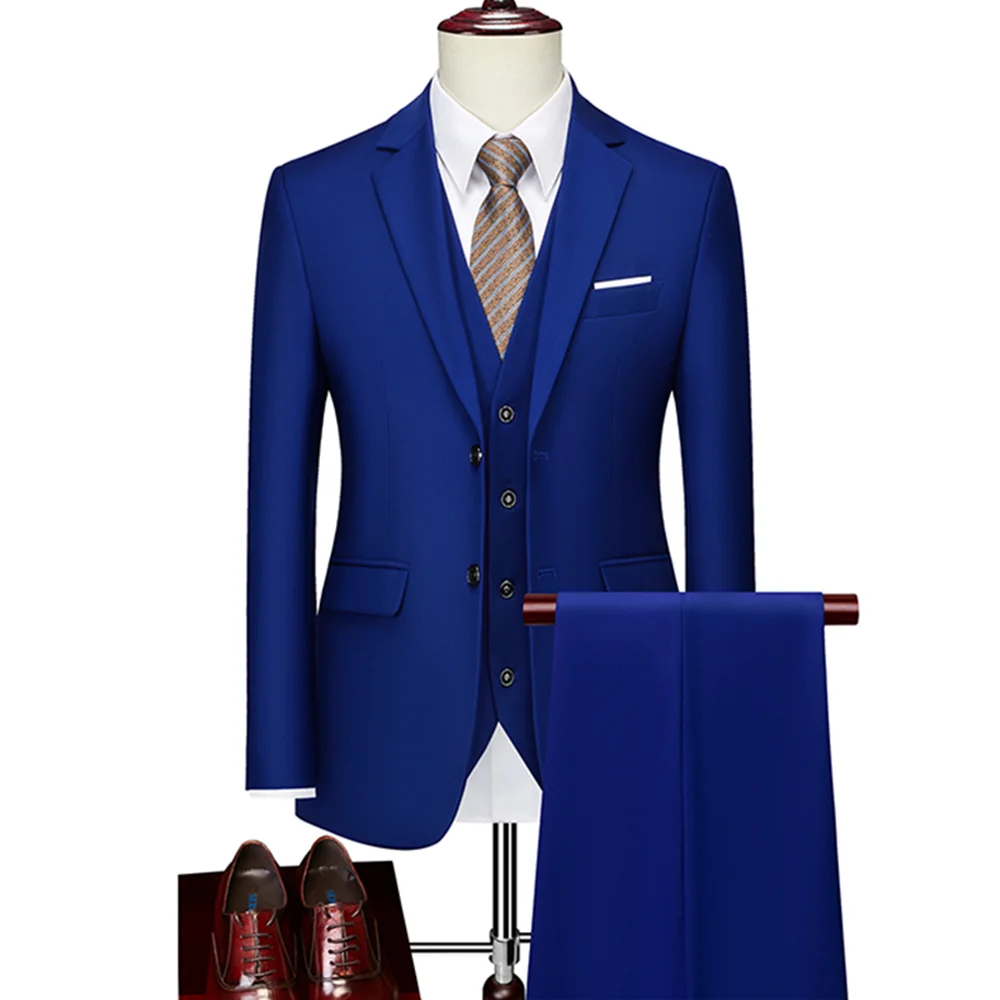 6XL ( Jacket + Vest + Pants ) 2022 Spring Autumn Luxury Men Suits  Groom Wedding Tuxedo Mens Work Party Slim Fit Suit 3 Piece