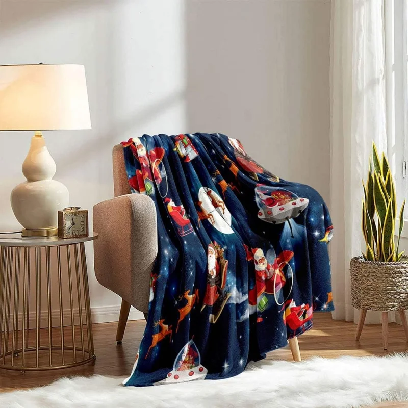 Рождественский килимок ракета с оленями Санта-Клауса космическое пространство