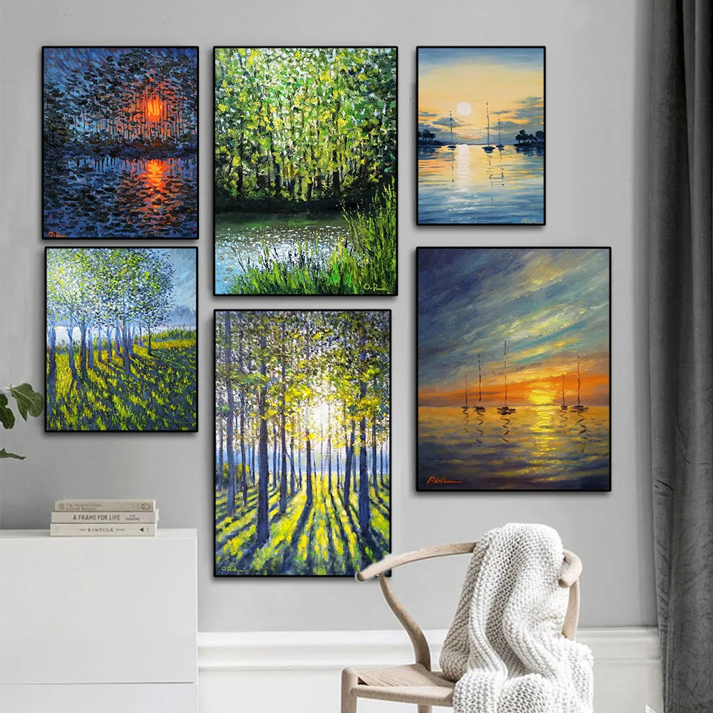 

Nordic Forest Sunflower Sunset Sea Landscape Canvas Painting Posters And Prints Wall Art Pictures Modern Home Decor Frameless