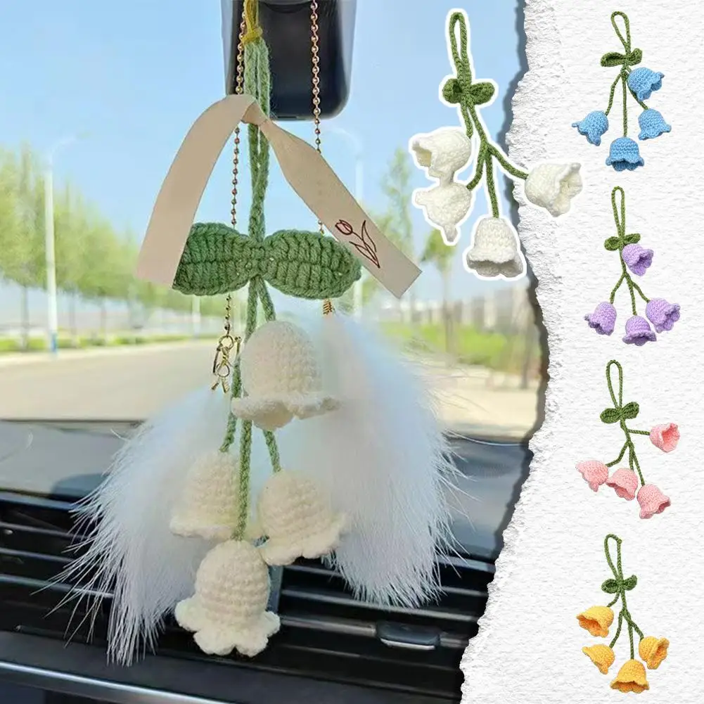 

Crochet Flowers Pendant Woven Car Hanging Ornaments Handcreft Pendants Bags Handmade Knitted Hand Key Diy Decoration Q6E8