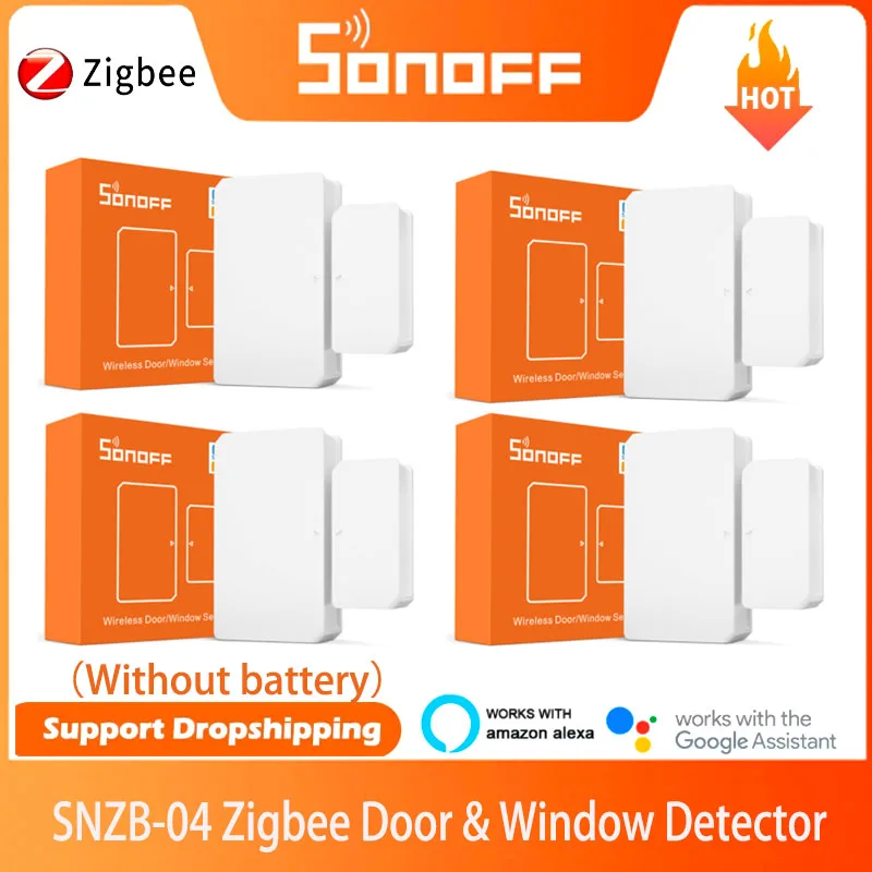 

SONOFF SNZB-04 ZigBee Wireless Door & Window Sensor On/ Off Alert Notification Alarm Via EWeLink APP Work With Alexa Google Home