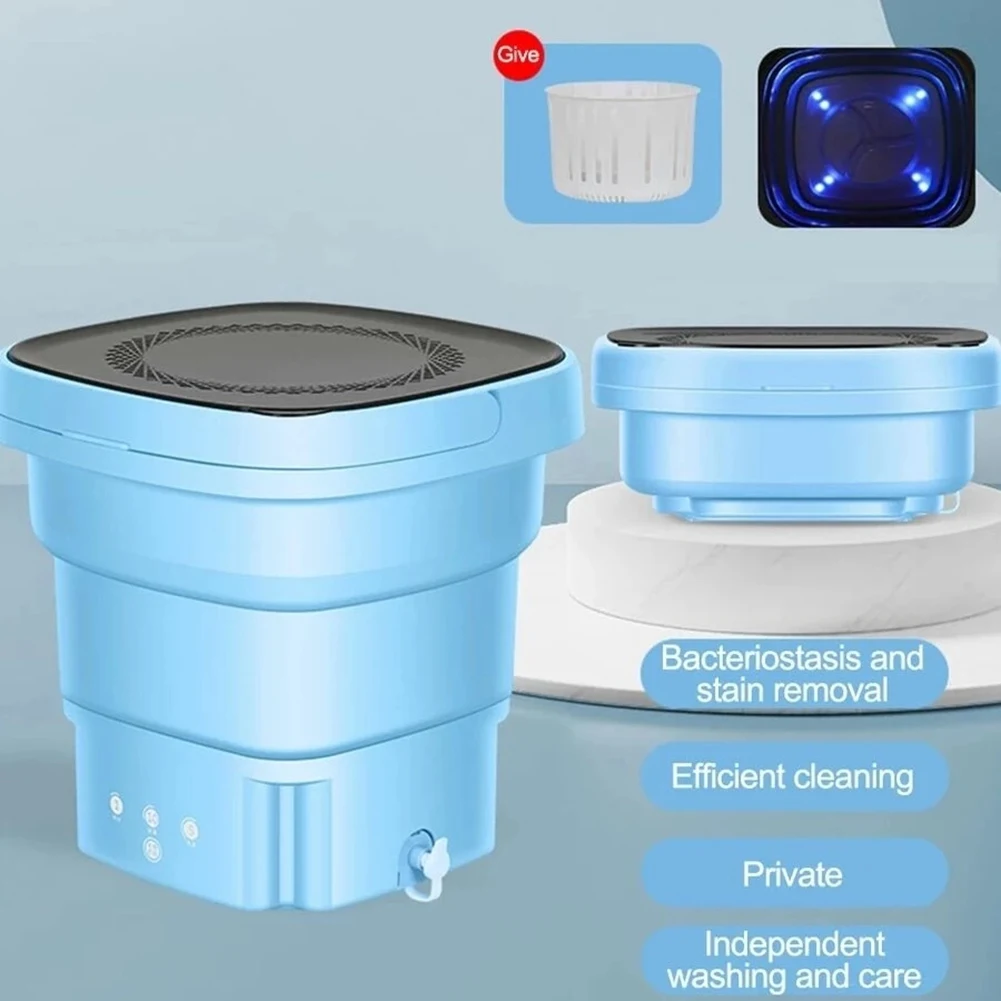 

Folding Washing Machine with Dryer Bucket for Clothes Socks Underwear Cleaning Washer Mini