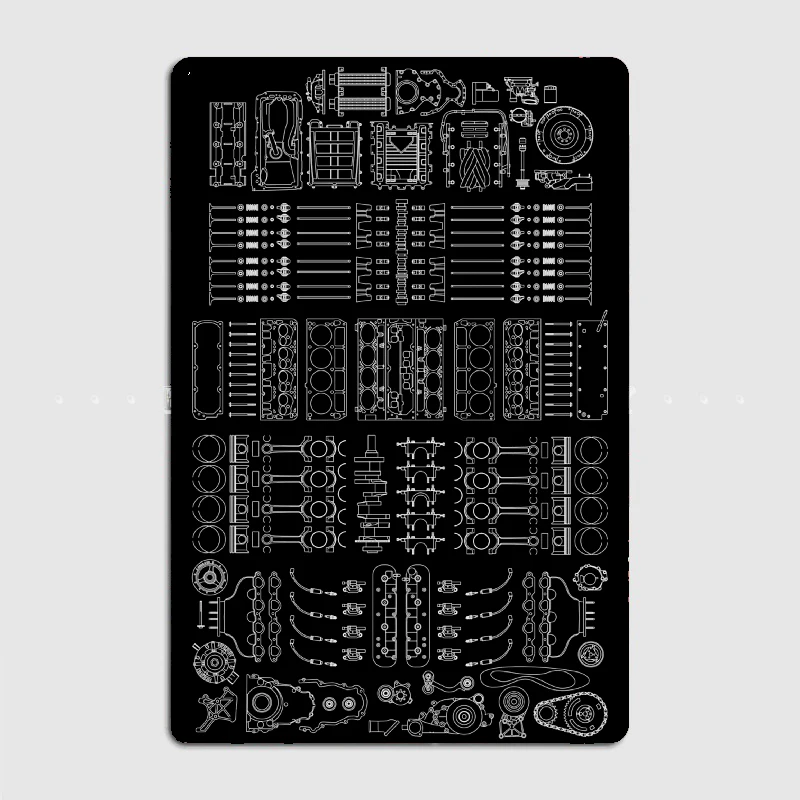 

Металлический постер с разборкой V8, украшение для гаража, для гостиной, кинотеатра, детской комнаты, винтажный домашний декор