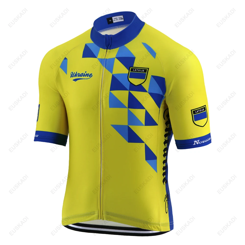 Summer New Ukraine national team emblem flag yellow cycling jersey men road/mtb bike clothing racing clothes Triathlon | Спорт и