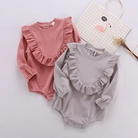 spring and autumn childrens clothing girls lotus leaf lace long sleeved one piece rompers