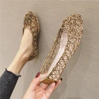 leather weaving flat shoes woman springsummer round toe cutout espadrilles women knitted hollow out moccasins slip on loafers