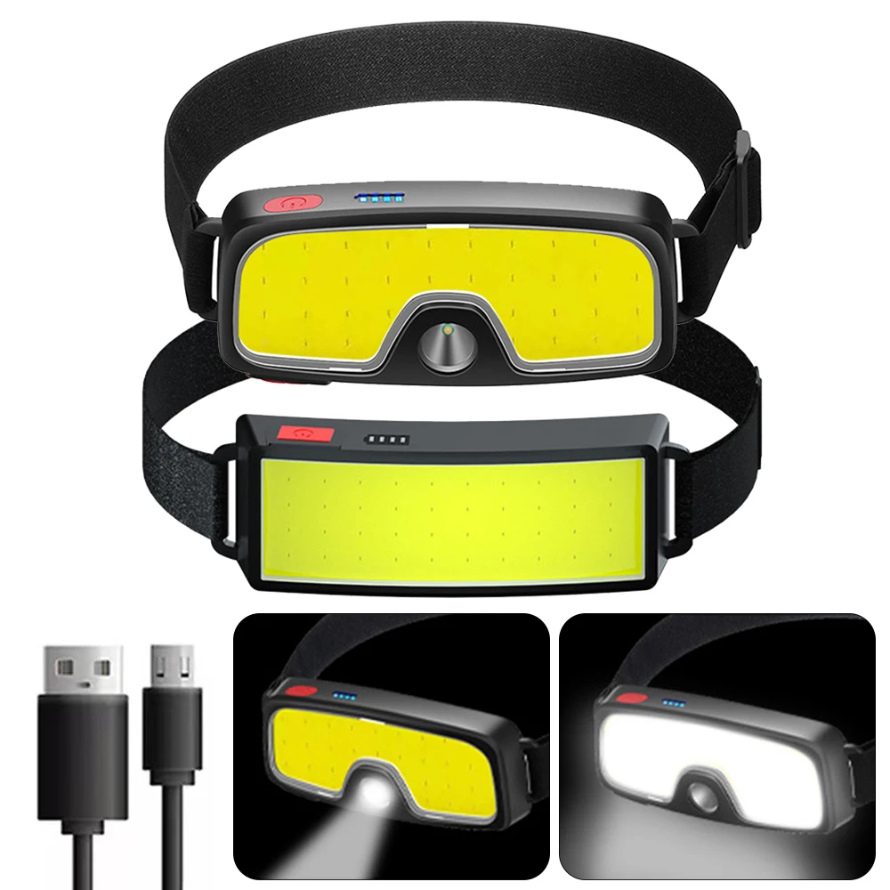 

Налобный фонарь с COB матрицей, светодиодный фонарь для рыбалки, зарядка через USB, головсветильник фонарь для езды на велосипеде, уличный фона...