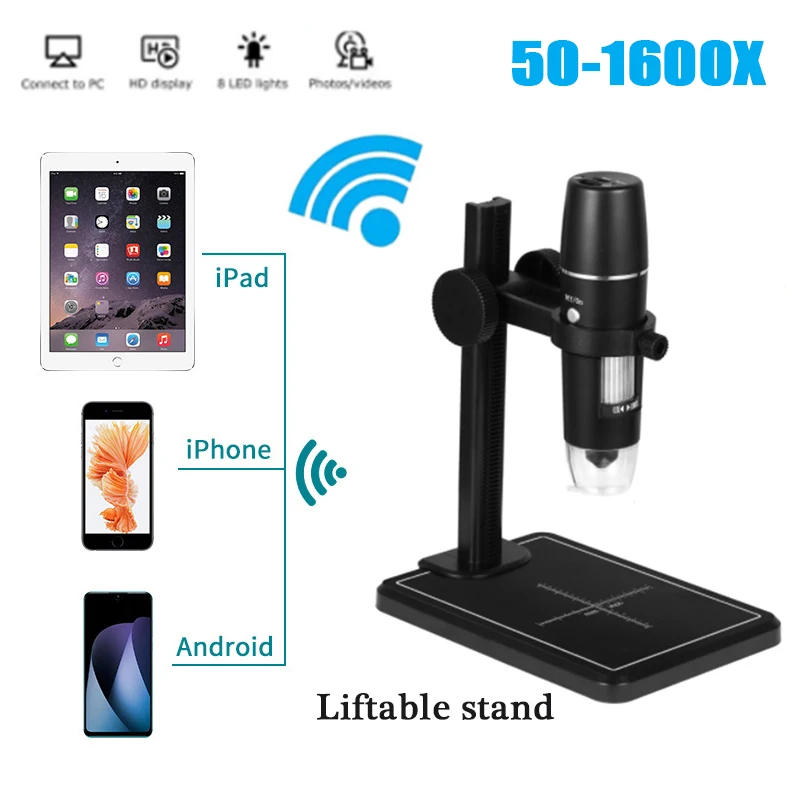 

Professional USB Digital Microscope 1000X 1600X 8 LEDs 2MP Electronic Microscope Endoscope Zoom Camera Magnifier+ Lift Stand New