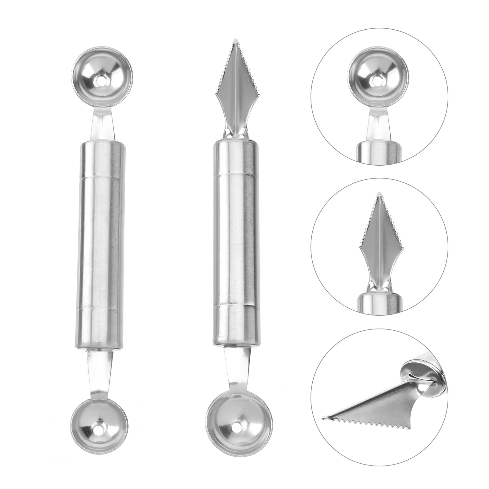 

2 Pcs Fruit Carving Tool Spoon Metal Cutters Scoop Spoons Stainless Steel